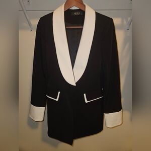 AKIRA Black and White Contrast Blazer